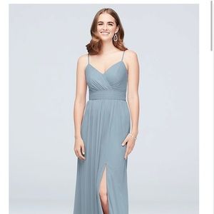 DAVID’S BRIDAL Spaghetti Strap Ruched Waist Mesh Bridesmaid Dress